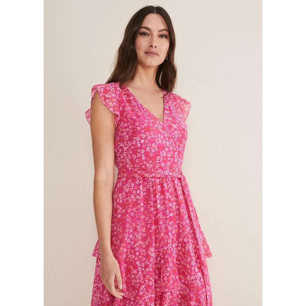 Phase Eight Breesha Printed Dress - Pink/Multi - Beales department store