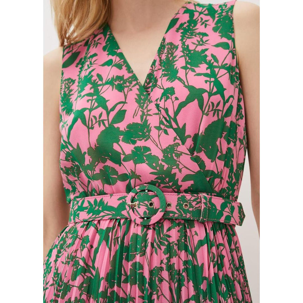 Phase Eight Brianna Pleat Dress - Pink/Green - Beales department store