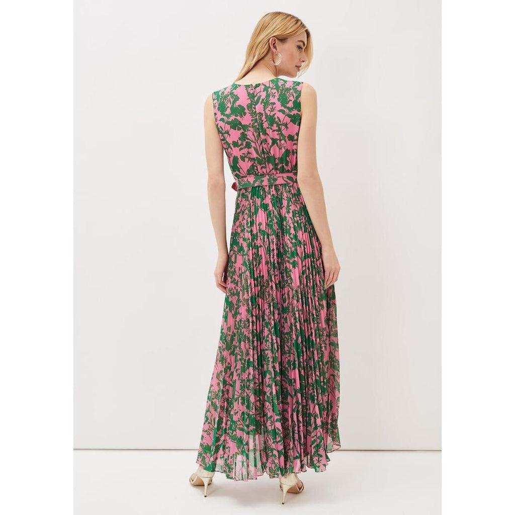 Phase Eight Brianna Pleat Dress - Pink/Green - Beales department store