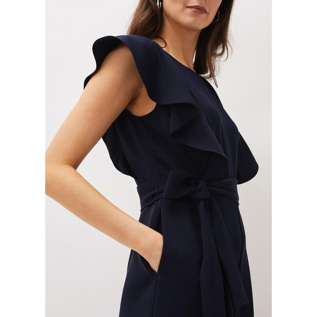 Phase Eight Bridie Frill Bodice Wide Leg Jumpsuit - Navy - Beales department store