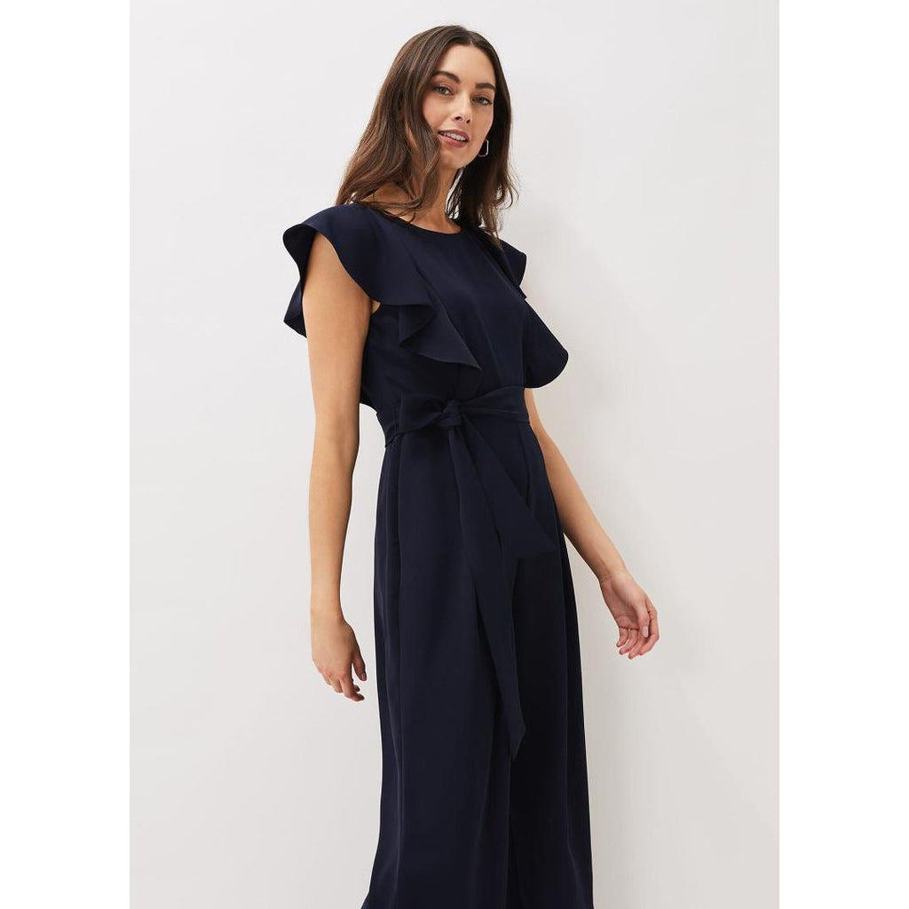 Phase Eight Bridie Frill Bodice Wide Leg Jumpsuit - Navy - Beales department store