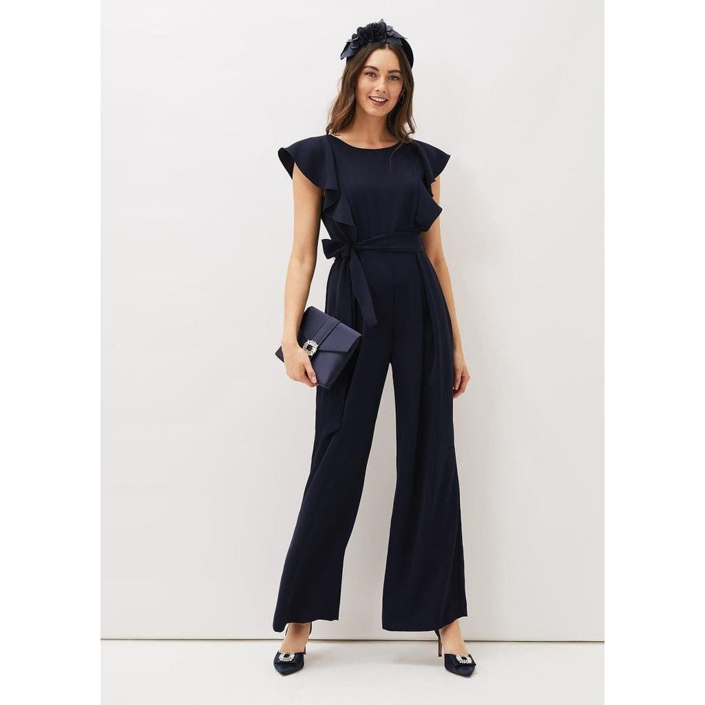 Phase Eight Bridie Frill Bodice Wide Leg Jumpsuit - Navy - Beales department store