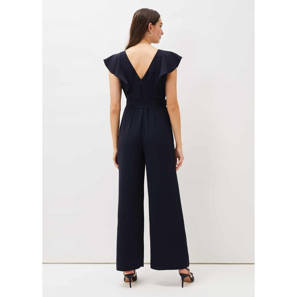Phase Eight Bridie Frill Bodice Wide Leg Jumpsuit - Navy - Beales department store