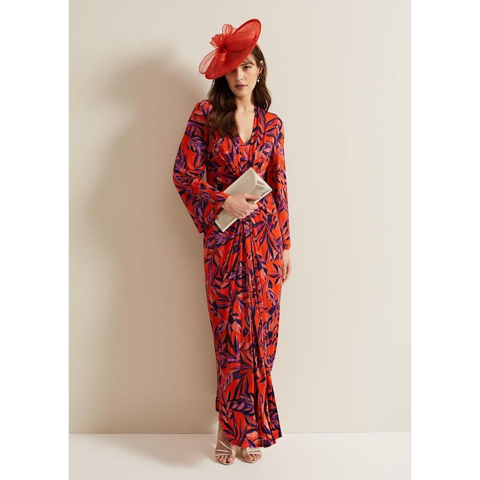 Phase Eight Briella Jersey Leaf Print Maxi Dress - Vermillion/Multi - Beales department store