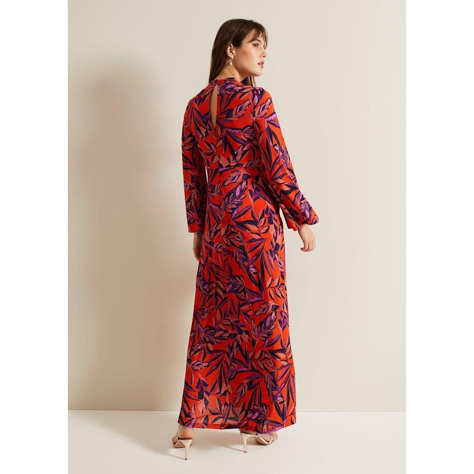 Phase Eight Briella Jersey Leaf Print Maxi Dress - Vermillion/Multi - Beales department store