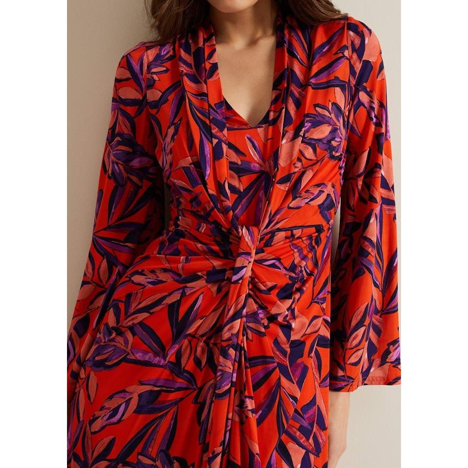 Phase Eight Briella Jersey Leaf Print Maxi Dress - Vermillion/Multi - Beales department store