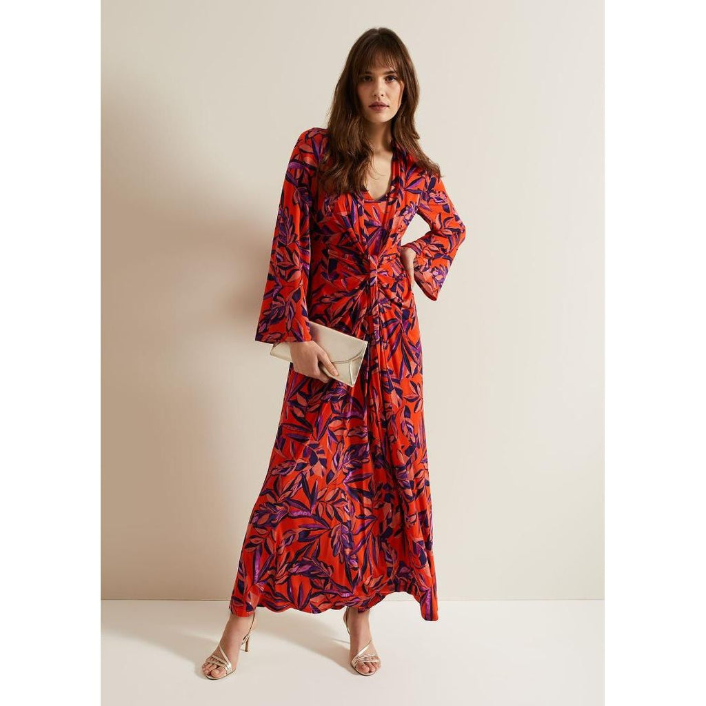 Phase Eight Briella Jersey Leaf Print Maxi Dress - Vermillion/Multi - Beales department store