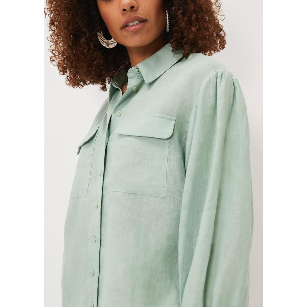 Phase Eight Brigita Linen Shirt - Sage Green - Beales department store