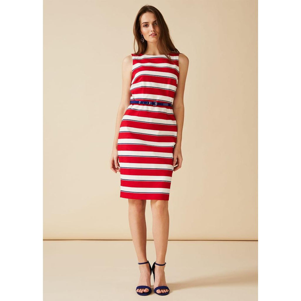 Phase Eight Briony Stripe Dress - Ivory/Carmine 18 - Beales department store