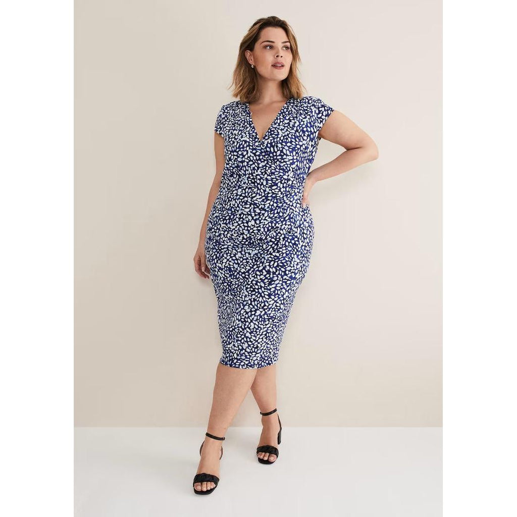 Phase Eight Brooke Printed Wrap Dress - Blue/Multi - Beales department store