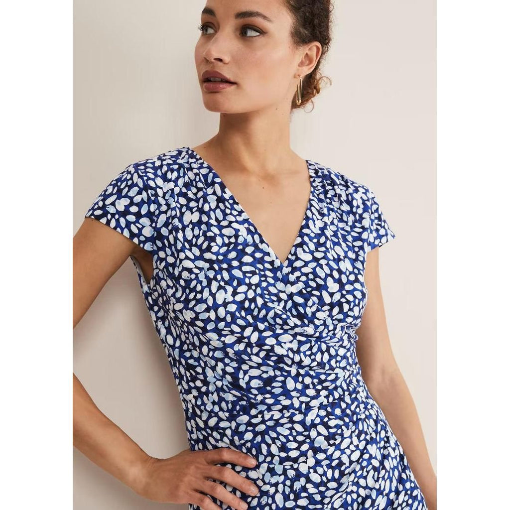 Phase Eight Brooke Printed Wrap Dress - Blue/Multi - Beales department store