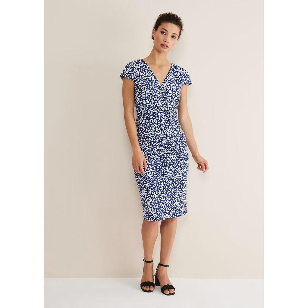 Phase Eight Brooke Printed Wrap Dress - Blue/Multi - Beales department store