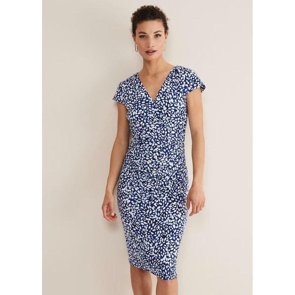 Phase Eight Brooke Printed Wrap Dress - Blue/Multi - Beales department store