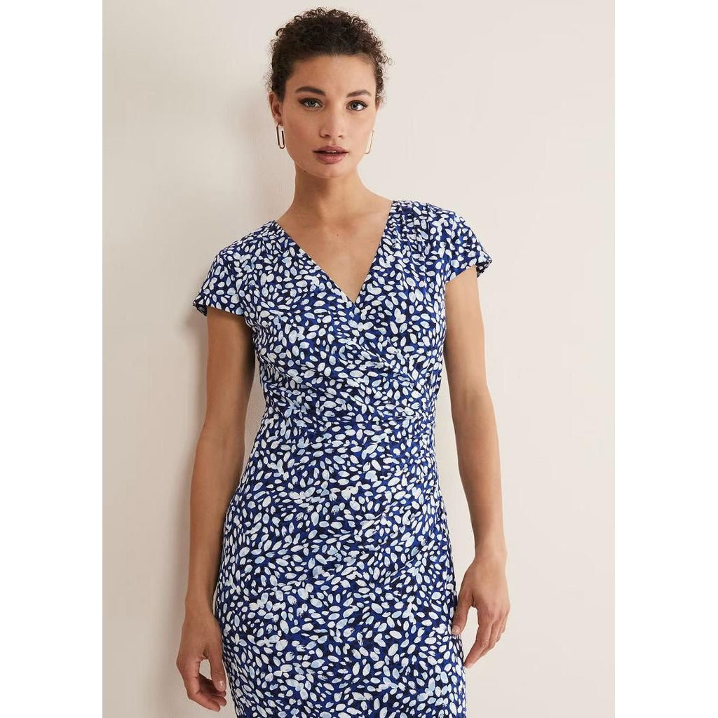 Phase Eight Brooke Printed Wrap Dress - Blue/Multi - Beales department store