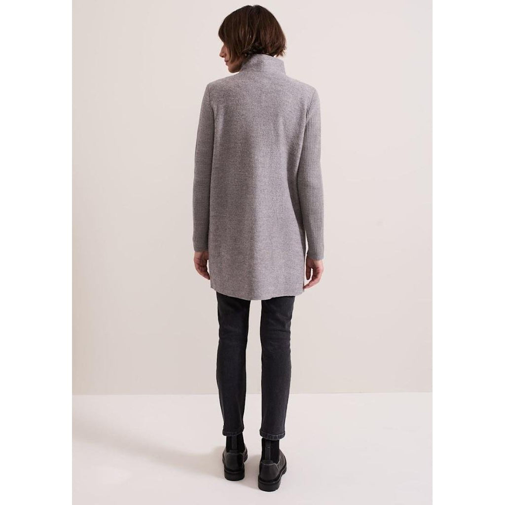 Phase Eight Byanca Zip Knit Coat - Grey Marl - Beales department store