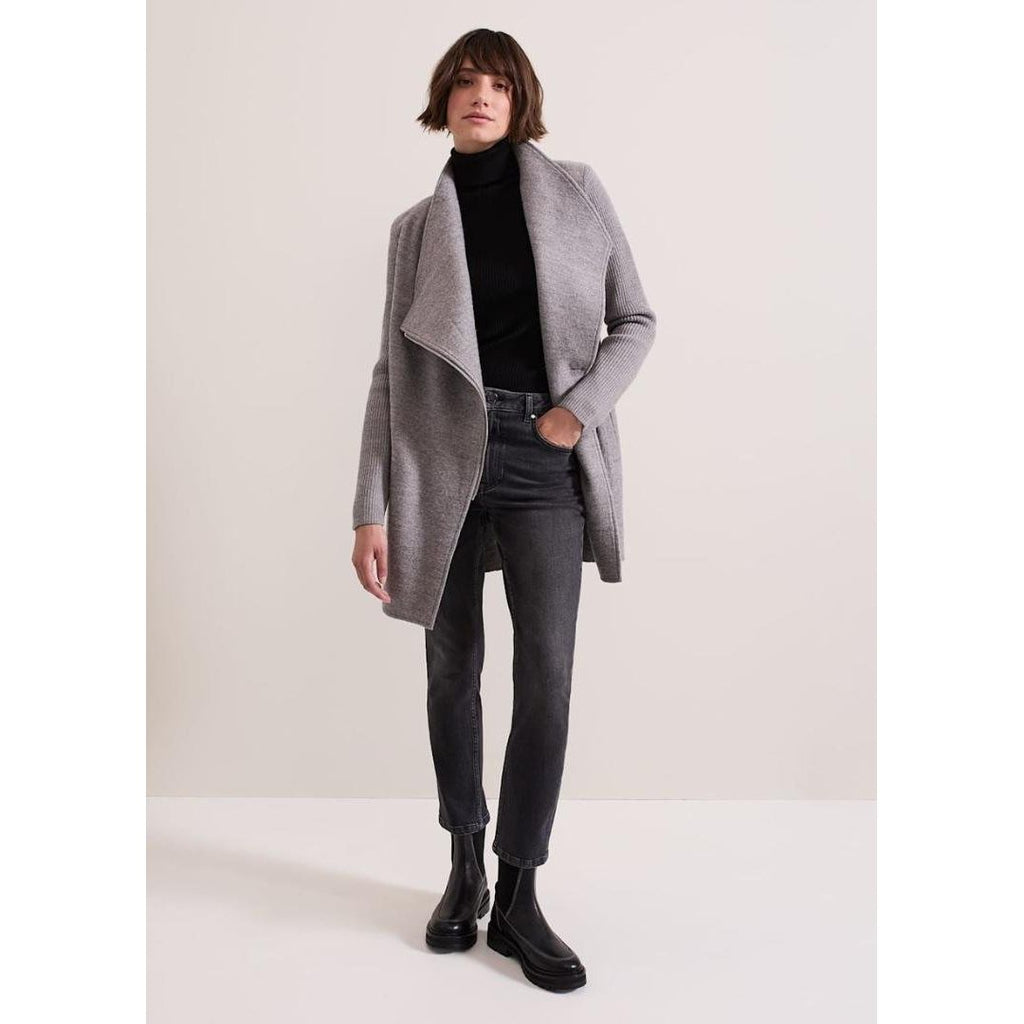 Phase Eight Byanca Zip Knit Coat - Grey Marl - Beales department store