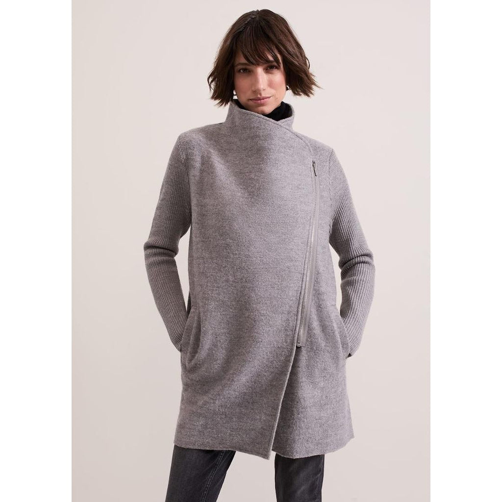 Phase Eight Byanca Zip Knit Coat - Grey Marl - Beales department store