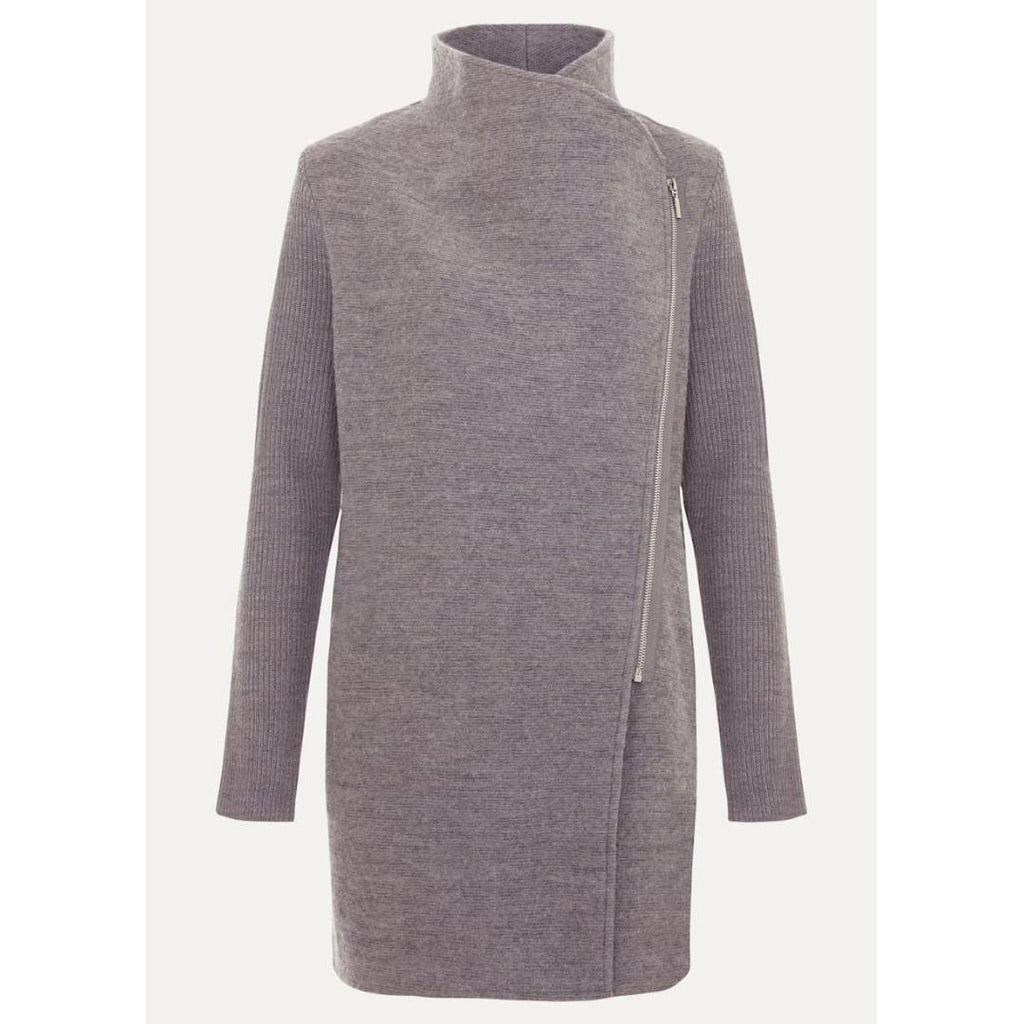 Phase Eight Byanca Zip Knit Coat - Grey Marl - Beales department store