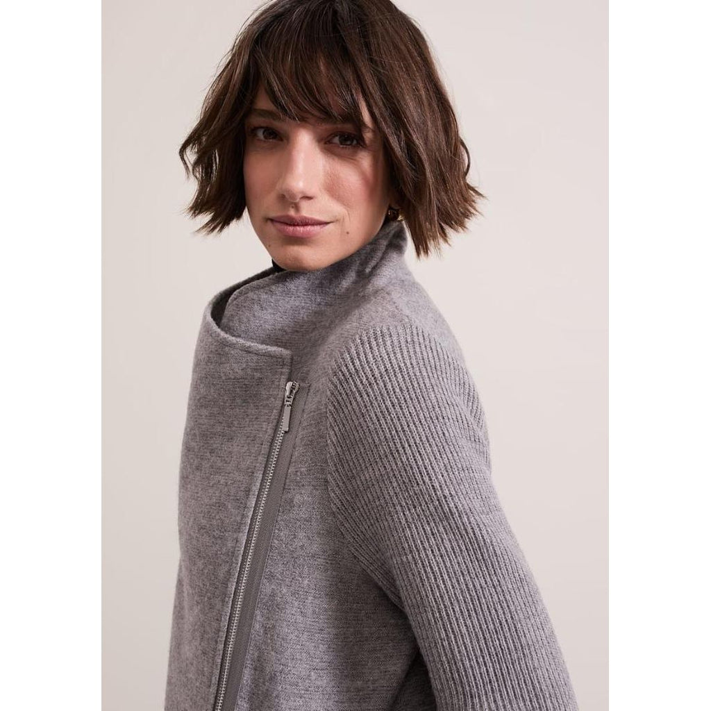 Phase Eight Byanca Zip Knit Coat - Grey Marl - Beales department store