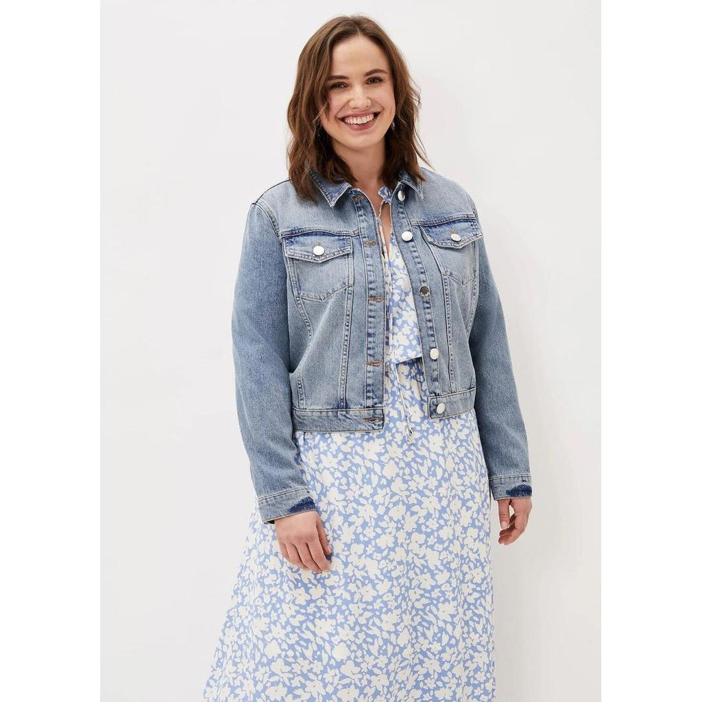 Phase Eight Caitlin Cropped Denim Jacket - Mid Wash Blue - Beales department store