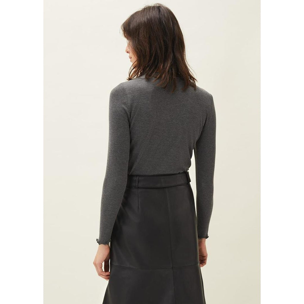 Phase Eight Cally Ribbed Jersey Top - Charcoal - Beales department store