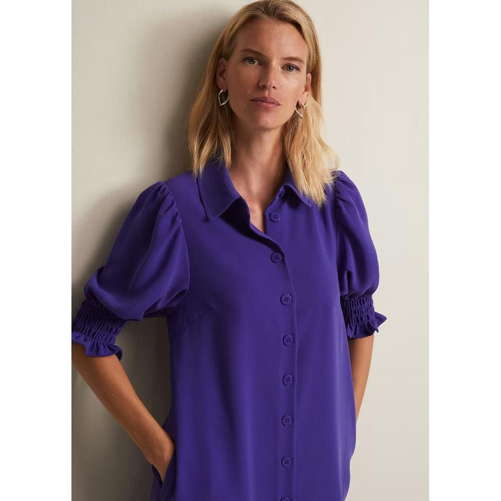 Phase Eight Candice Purple Button Mini Dress - Purple - Beales department store