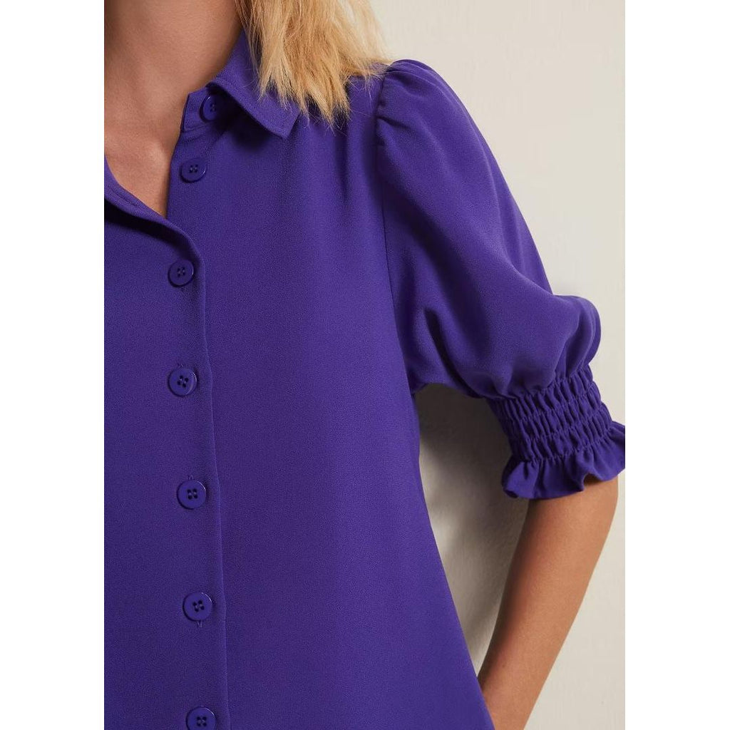 Phase Eight Candice Purple Button Mini Dress - Purple - Beales department store