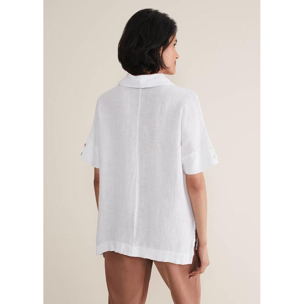 Phase Eight Carita V - Neck Linen Blouse - White - Beales department store