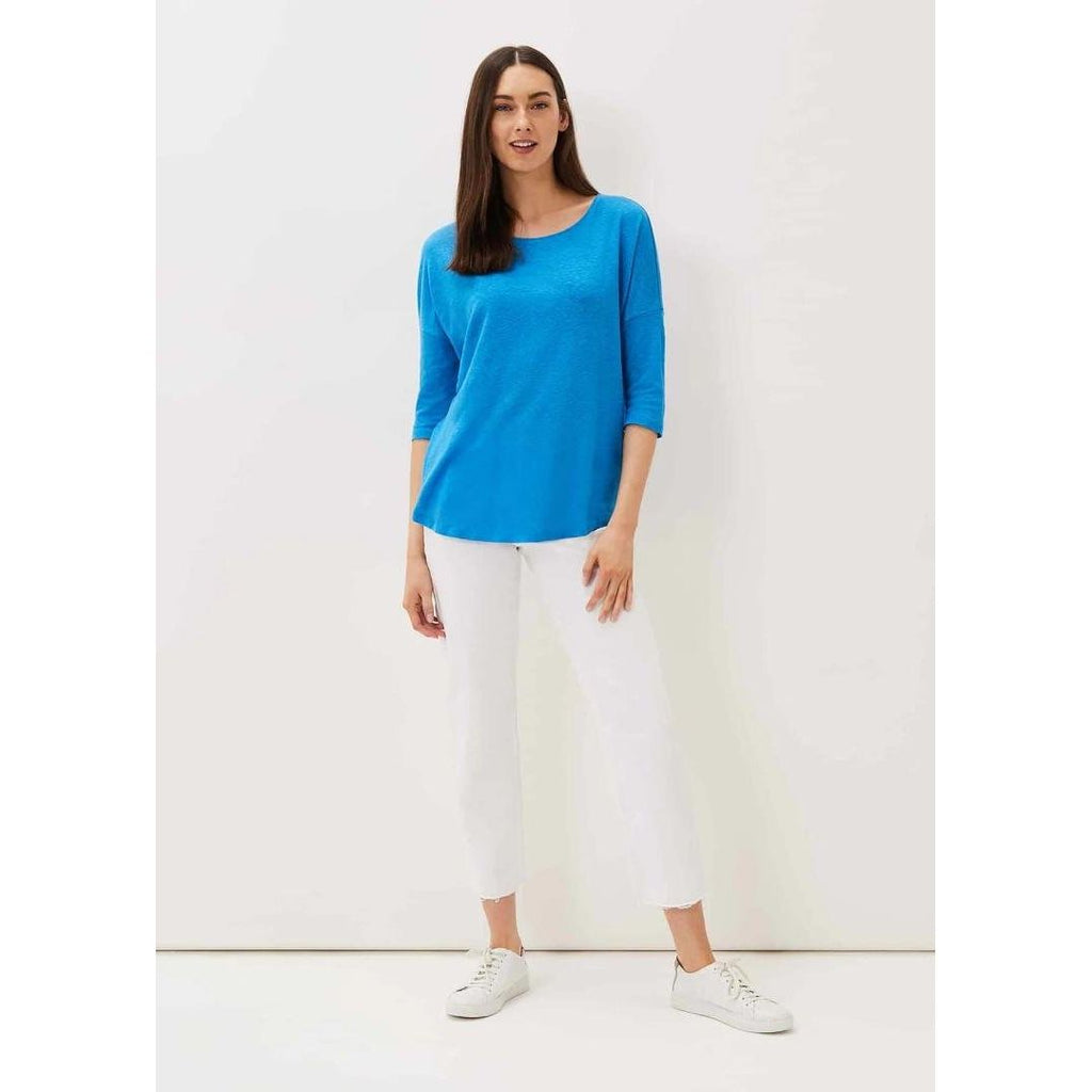 Phase Eight Catrina Linen Top - Azure Blue - Beales department store