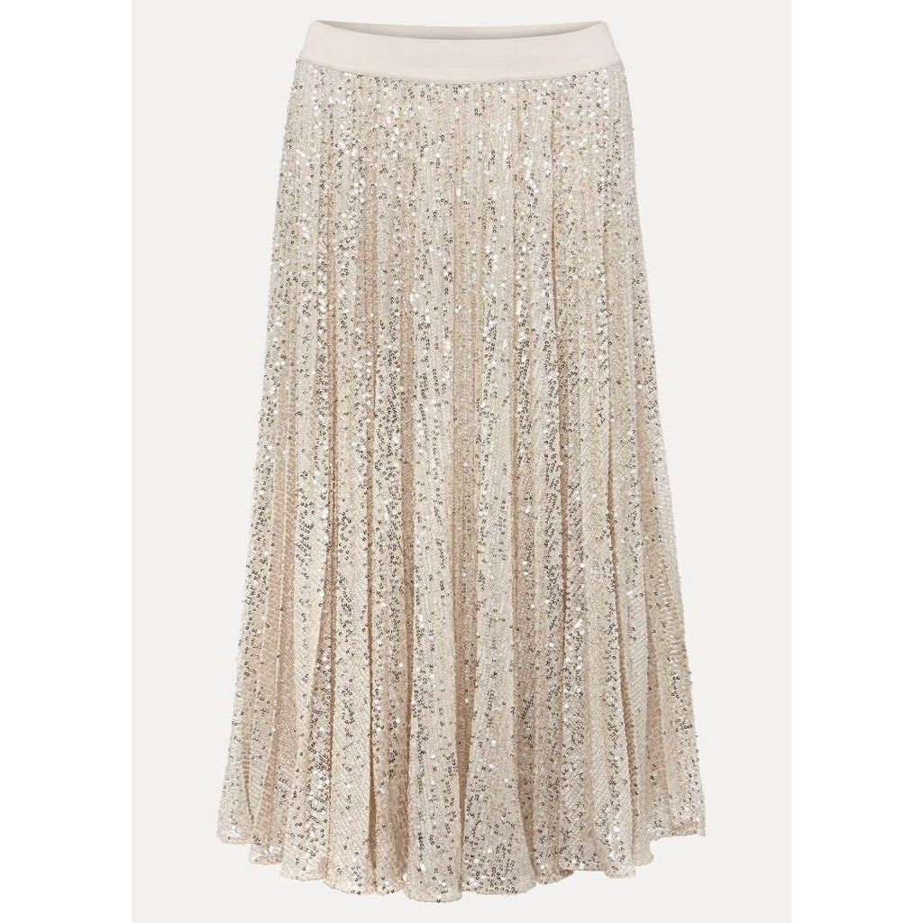 Phase Eight Celeste Sequin Pleat Skirt - Silver - Beales department store