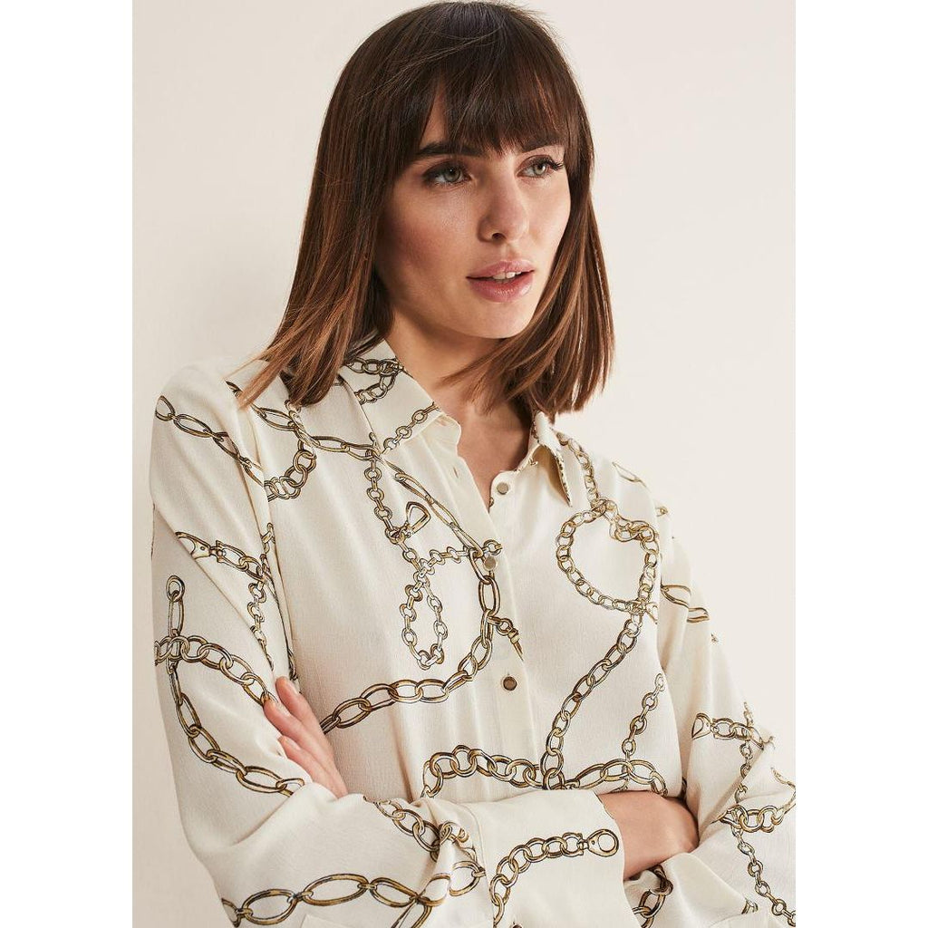 Phase Eight Cheska Chain Print Top - Ivory - Beales department store