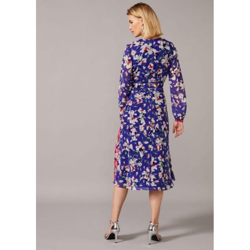 Phase Eight Claudette Patched Floral Dress - Electric Blue/Fuchsia - Beales department store