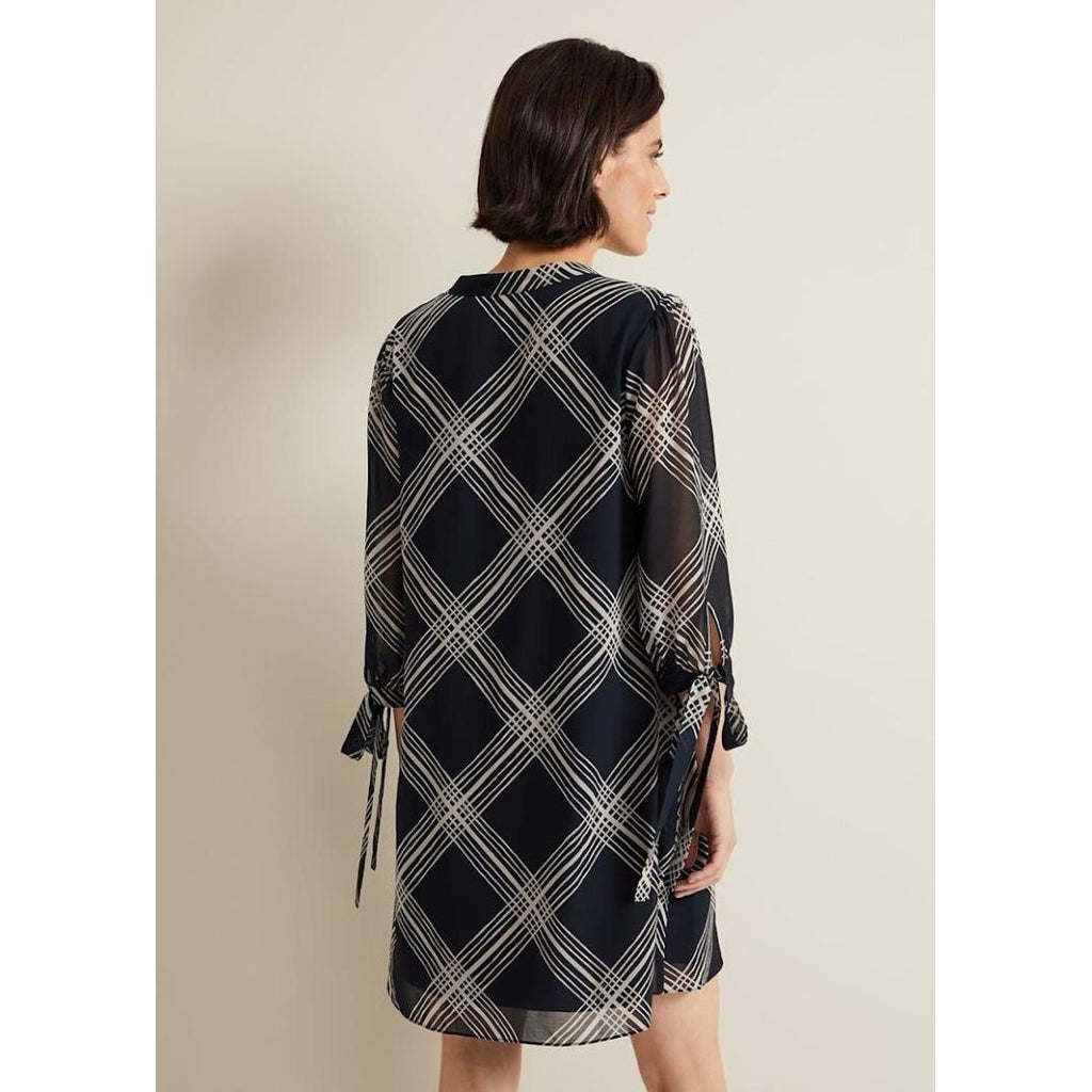 Phase Eight Cora Check Navy Tunic Dress - Navy - Beales department store