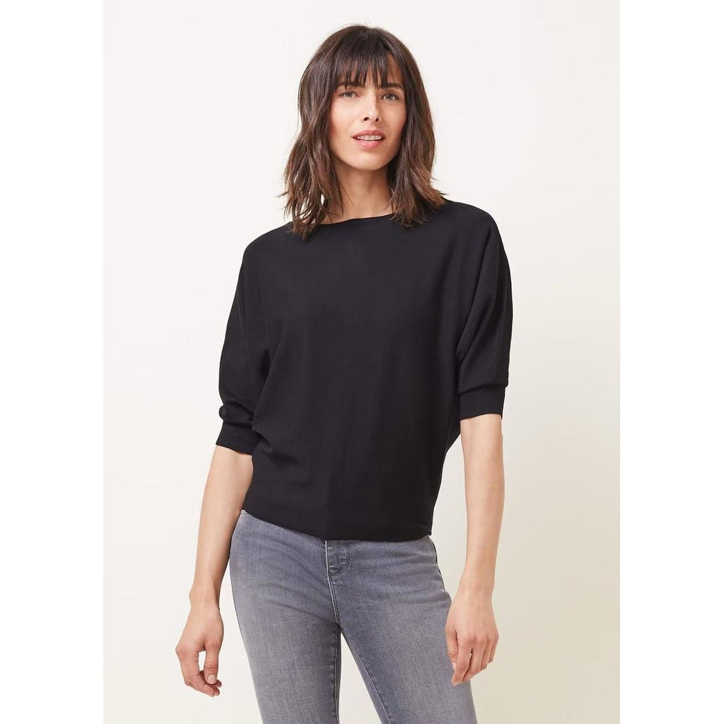 Phase Eight Cristine Batwing Fine Knit Jumper - Black - Beales department store