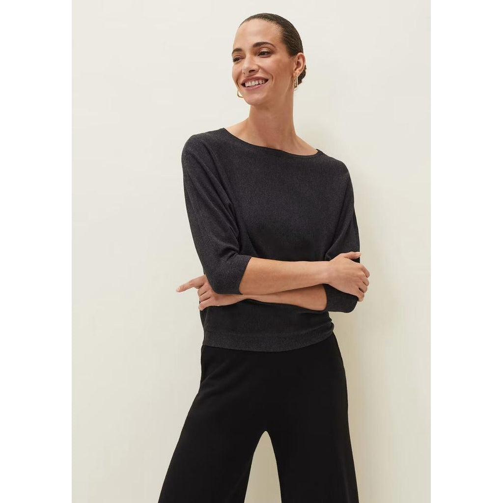 Phase Eight Cristine Batwing Fine Knit Jumper - Charcoal - Beales department store