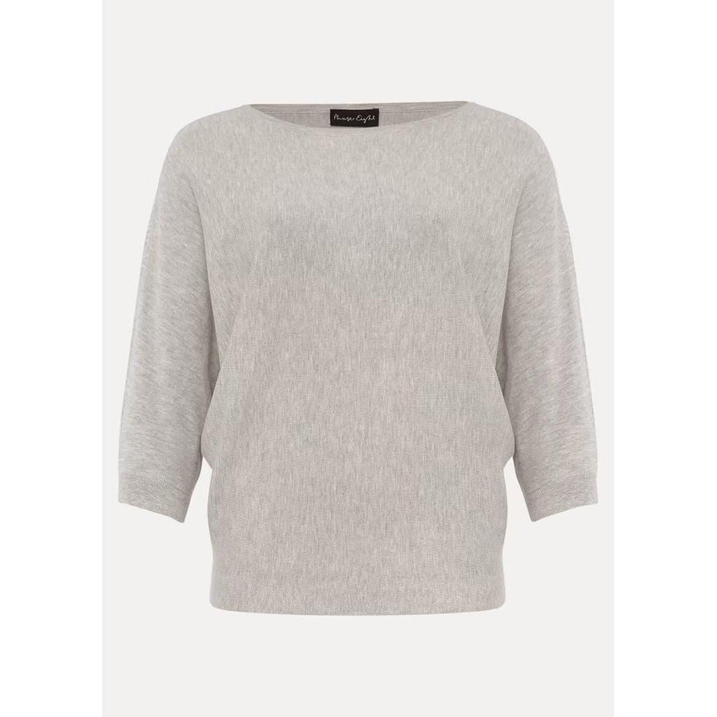 Phase Eight Cristine Batwing Fine Knit Jumper - Grey Marl - Beales department store