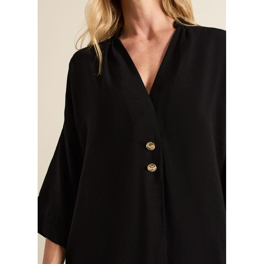 Phase Eight Cynthia Button Detail Shirt - Black - Beales department store