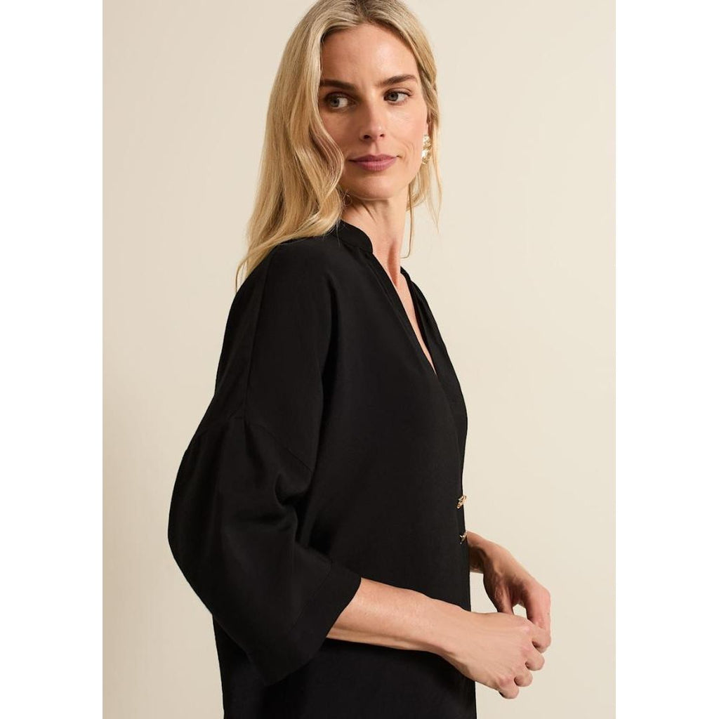 Phase Eight Cynthia Button Detail Shirt - Black - Beales department store