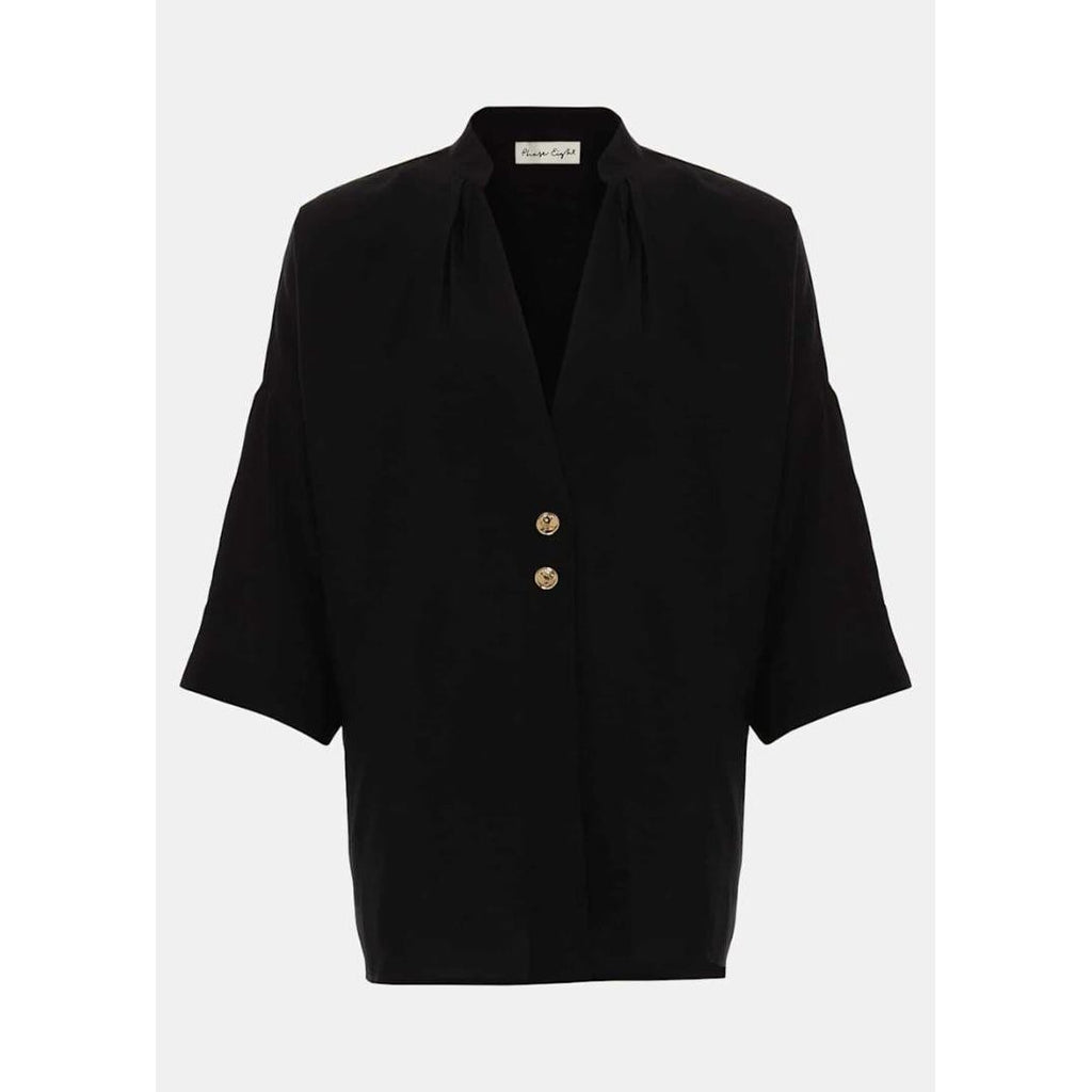 Phase Eight Cynthia Button Detail Shirt - Black - Beales department store