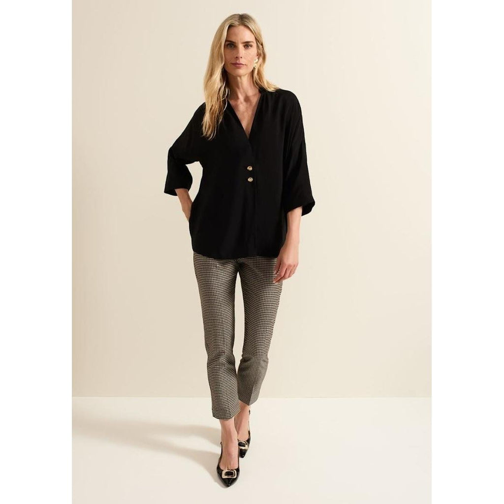 Phase Eight Cynthia Button Detail Shirt - Black - Beales department store