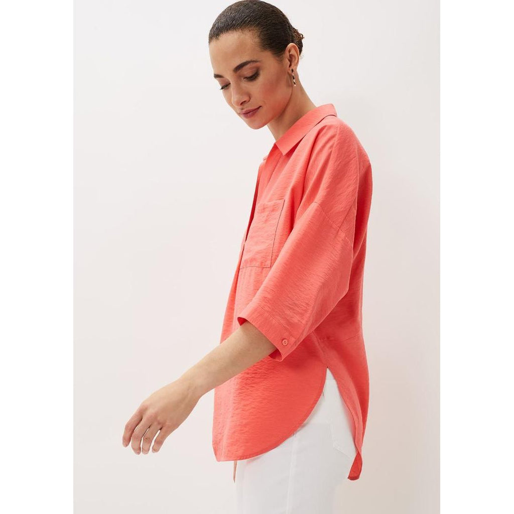 Phase Eight Cynthia Longline Shirt - Coral - Beales department store