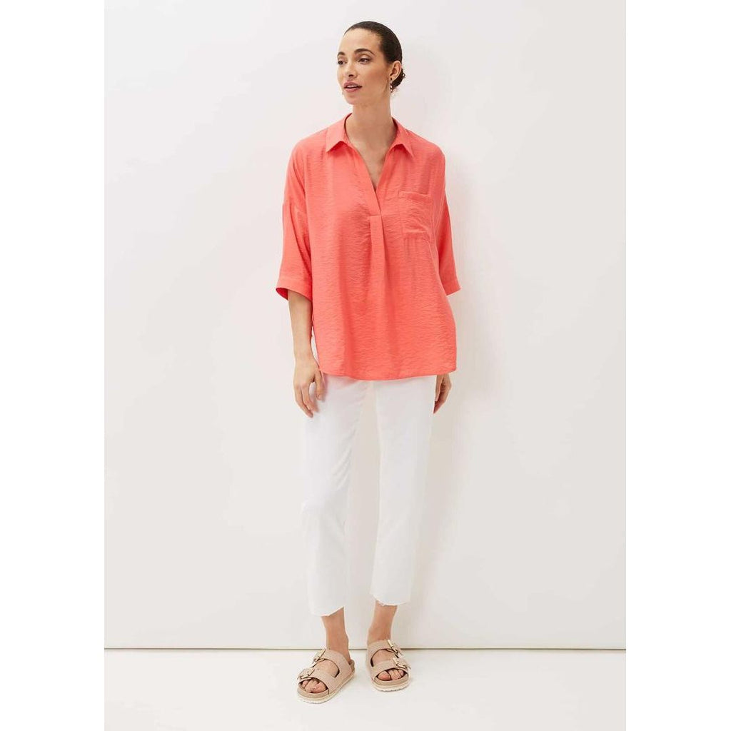 Phase Eight Cynthia Longline Shirt - Coral - Beales department store