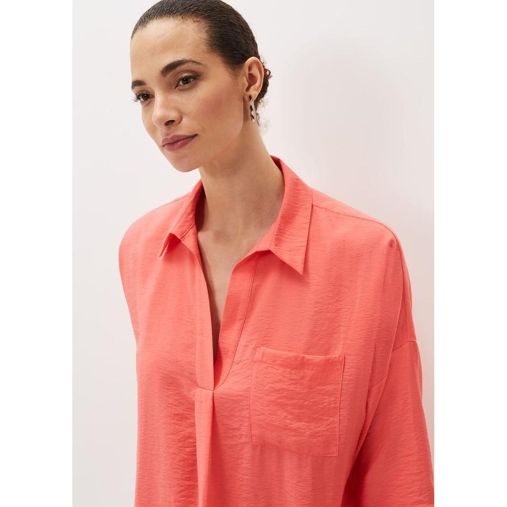 Phase Eight Cynthia Longline Shirt - Coral - Beales department store