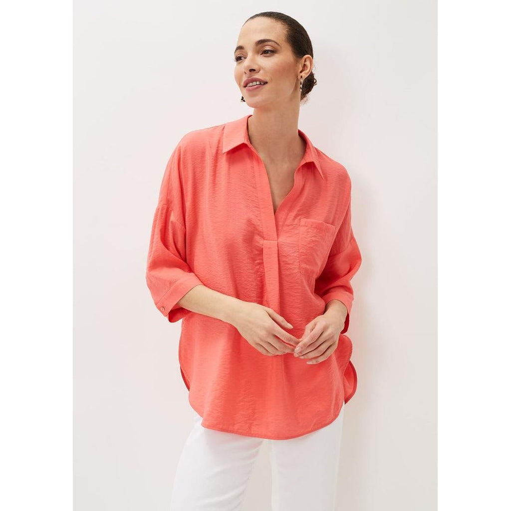 Phase Eight Cynthia Longline Shirt - Coral - Beales department store