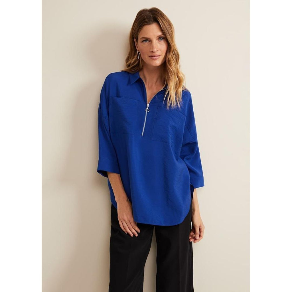 Phase Eight Cynthia Zip Shirt - Cobalt - Beales department store