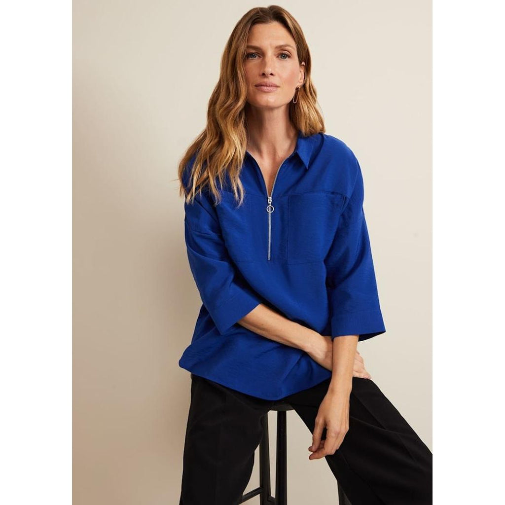 Phase Eight Cynthia Zip Shirt - Cobalt - Beales department store