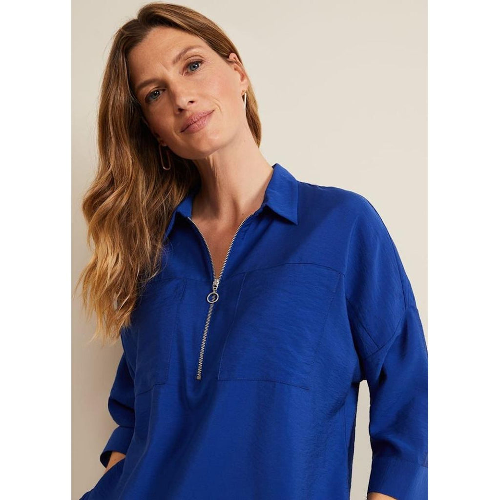 Phase Eight Cynthia Zip Shirt - Cobalt - Beales department store