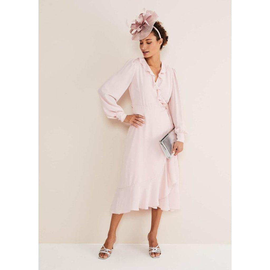 Phase Eight Daisie Frill Ruffle Midi Dress - Soft Rose - Beales department store