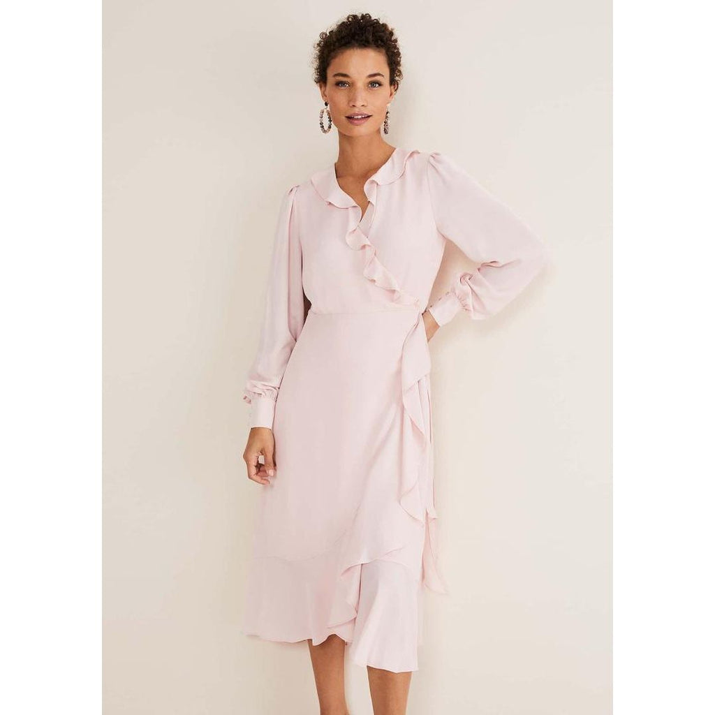 Phase Eight Daisie Frill Ruffle Midi Dress - Soft Rose - Beales department store