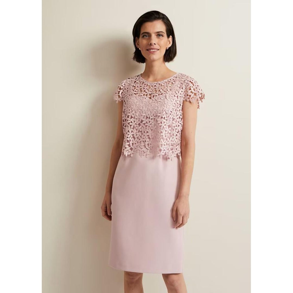 Phase Eight Daisy Lace Midi Dress - Pale Pink - Beales department store